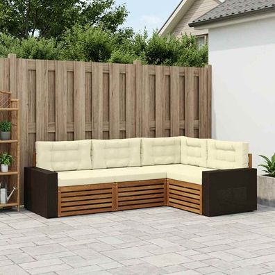 vidaXL Outdoor-Sofagarnitur 4 stk. Natur und Creme Polyester