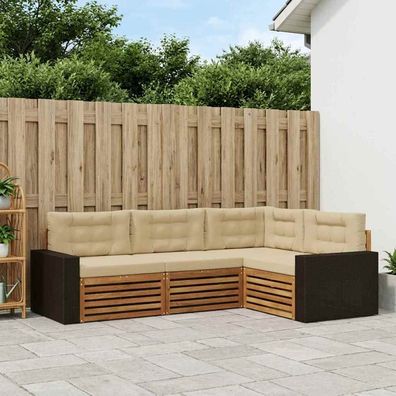 vidaXL Outdoor-Sofagarnitur 4 stk. Natur und Beige Polyester