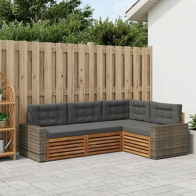 vidaXL Outdoor-Sofagarnitur 4 stk. Natur und Anthrazit Polyester