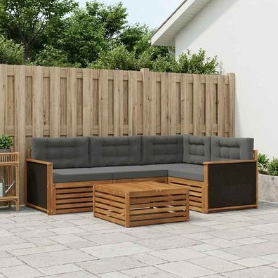 vidaXL Outdoor-Sofagarnitur 5 stk. Natur und Anthrazit Polyester