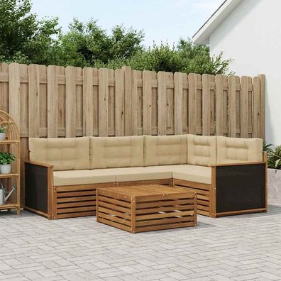 vidaXL Outdoor-Sofagarnitur 5 stk. Natur und Beige Polyester