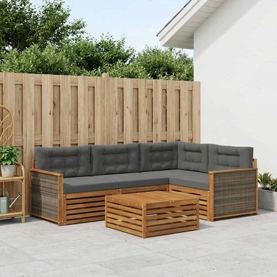 vidaXL Outdoor-Sofagarnitur 5 stk. Natur und Anthrazit