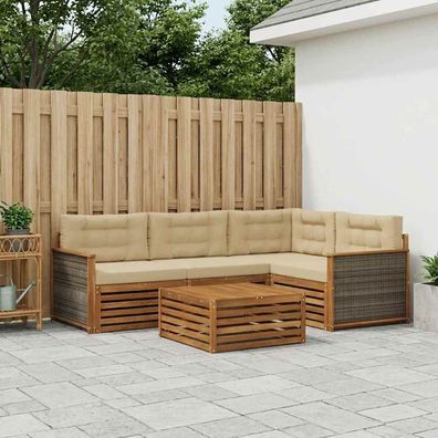 vidaXL Outdoor-Sofagarnitur 5 stk. Natur und Beige