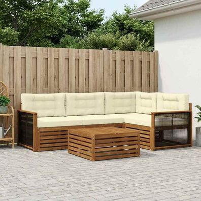 vidaXL Outdoor-Sofagarnitur 5 stk. Natur und Creme
