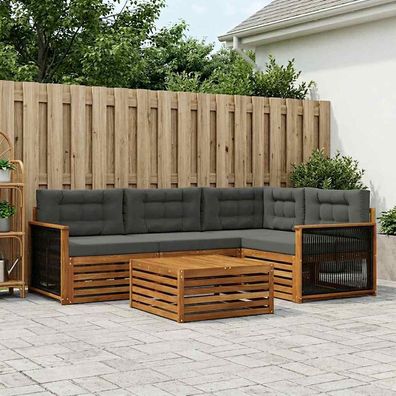vidaXL Outdoor-Sofagarnitur 5 stk. Natur und Anthrazit