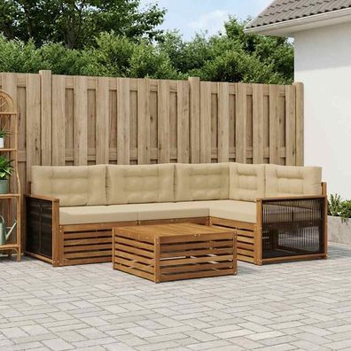 vidaXL Outdoor-Sofagarnitur 5 stk. Natur und Beige
