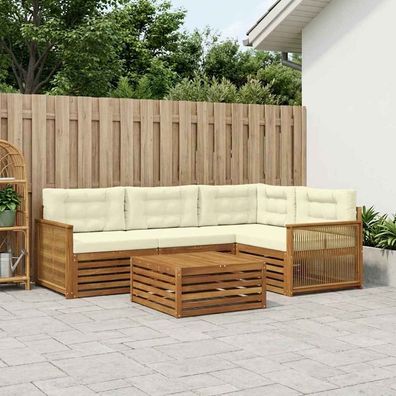vidaXL Outdoor-Sofagarnitur 5 stk. Natur und Creme