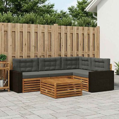 vidaXL Outdoor-Sofagarnitur 5 stk. Natur und Anthrazit Polyester