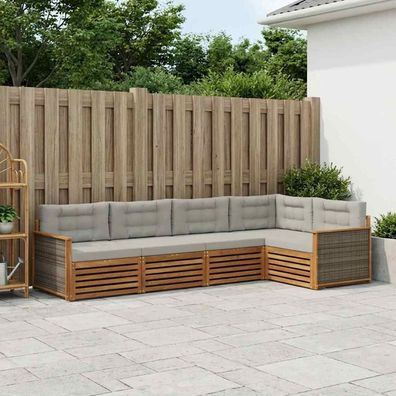 vidaXL Outdoor-Sofagarnitur 5 stk. Natürlich und Hellgrau