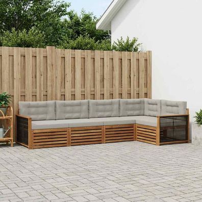 vidaXL Outdoor-Sofagarnitur 5 stk. Natürlich und Hellgrau
