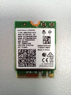 Fujitsu LifeBook U728 Intel WLAN Karte WiFi Card 8265NGW 01AX704