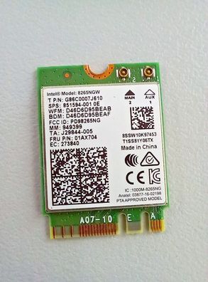 Fujitsu LifeBook U748 Intel WLAN Karte WiFi Card 8265NGW 01AX704