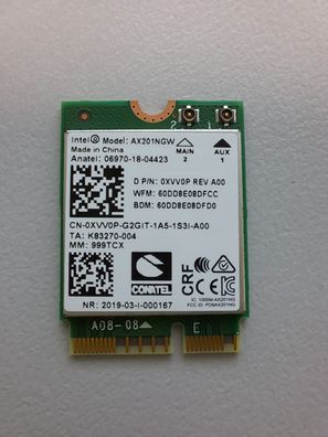 Dell Vostro 15 5510 WiFi WLAN Karte Card AX201NGW 0XVV0P