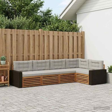 vidaXL Outdoor-Sofagarnitur 5 stk. Natürlich und Hellgrau Polyester