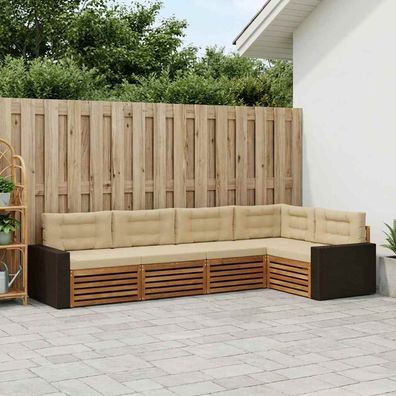 vidaXL Outdoor-Sofagarnitur 5 stk. Natur und Beige Polyester