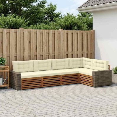 vidaXL Outdoor-Sofagarnitur 5 stk. Natur und Creme Polyester