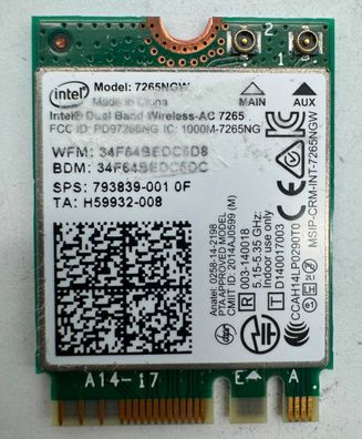 Acer Swift SF314-52 TravelMate P2410 Intel 7265NGW WLAN BT Karte M.2 793839-001