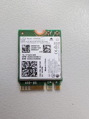 Lenovo ThinkPad E580 WLAN WiFi Karte Card Intel Dual Band Wireless 3165NGW