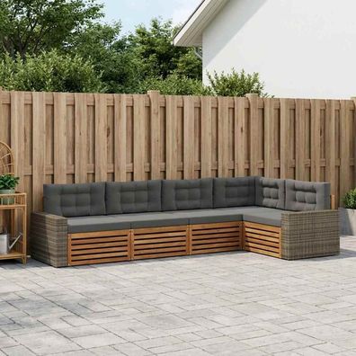 vidaXL Outdoor-Sofagarnitur 5 stk. Natur und Anthrazit Polyester