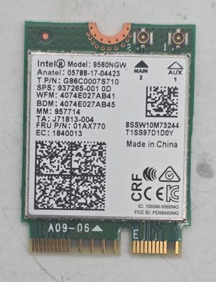 Lenovo ThinkPad P52 9560NGW WLAN & Bluetooth Karte M.2 01AX770 G86C0007S710