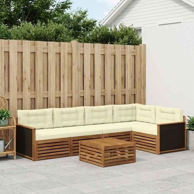 vidaXL Outdoor-Sofagarnitur 6 stk. Natur und Creme Polyester