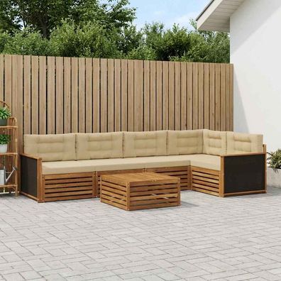 vidaXL Outdoor-Sofagarnitur 6 stk. Natur und Beige Polyester