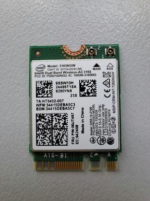 Lenovo IdeaPad Flex 6-14IKB Intel 3165NGW WLAN Bluetooth Karte M.2 00JT497