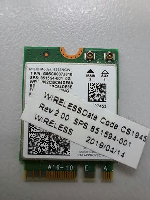 HP EliteBook 840 G5 Intel 8265NGW WLAN Karte 01AX704