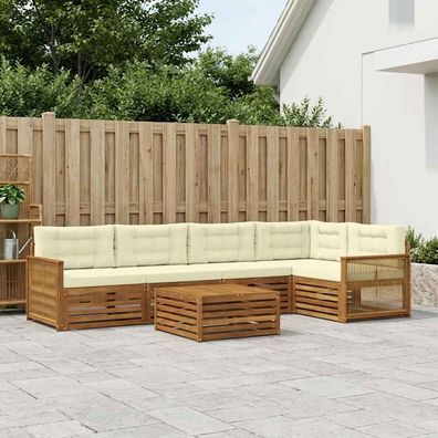 vidaXL Outdoor-Sofagarnitur 6 stk. Natur und Creme