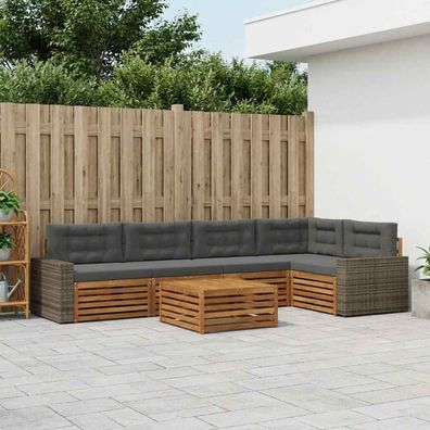 vidaXL Outdoor-Sofagarnitur 6 stk. Natur und Anthrazit Polyester