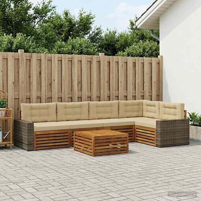 vidaXL Outdoor-Sofagarnitur 6 stk. Natur und Beige Polyester