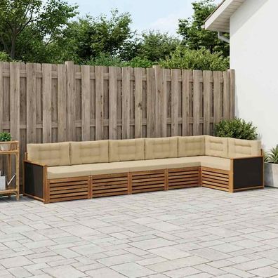vidaXL Outdoor-Sofagarnitur 6 stk. Natur und Beige Polyester