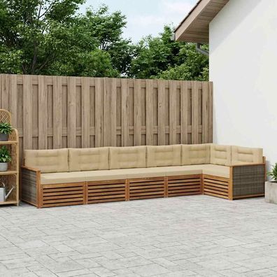 vidaXL Outdoor-Sofagarnitur 6 stk. Natur und Beige