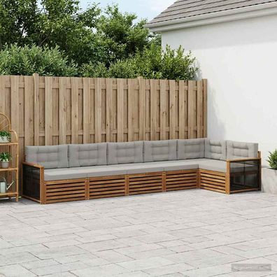 vidaXL Outdoor-Sofagarnitur 6 stk. Natürlich und Hellgrau