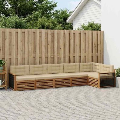 vidaXL Outdoor-Sofagarnitur 6 stk. Natur und Beige