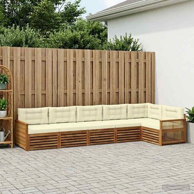 vidaXL Outdoor-Sofagarnitur 6 stk. Natur und Creme