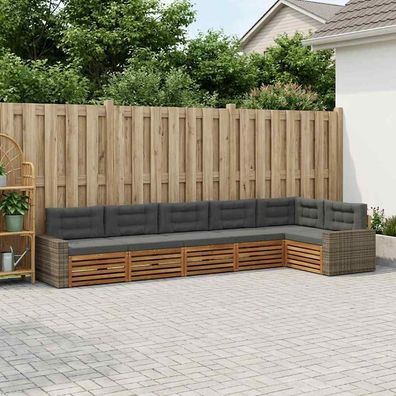 vidaXL Outdoor-Sofagarnitur 6 stk. Natur und Anthrazit Polyester