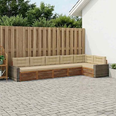 vidaXL Outdoor-Sofagarnitur 6 stk. Natur und Beige Polyester