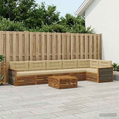 vidaXL Outdoor-Sofagarnitur 7 stk. Natur und Beige