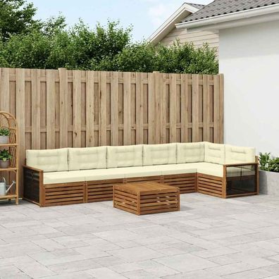 vidaXL Outdoor-Sofagarnitur 7 stk. Natur und Creme