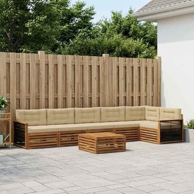 vidaXL Outdoor-Sofagarnitur 7 stk. Natur und Beige
