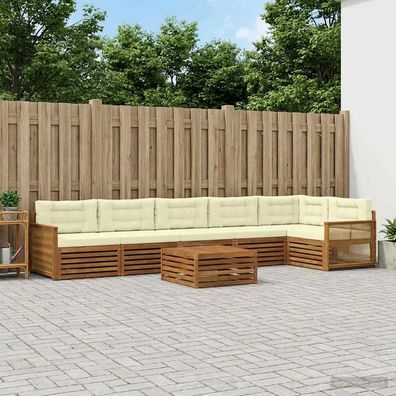 vidaXL Outdoor-Sofagarnitur 7 stk. Natur und Creme