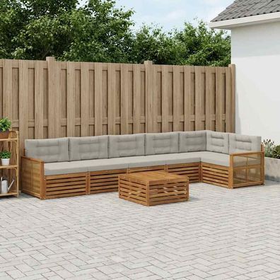 vidaXL Outdoor-Sofagarnitur 7 stk. Natürlich und Hellgrau