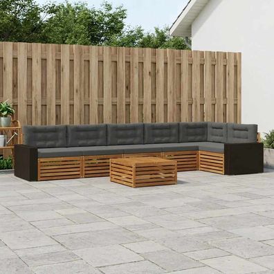 vidaXL Outdoor-Sofagarnitur 7 stk. Natur und Anthrazit Polyester