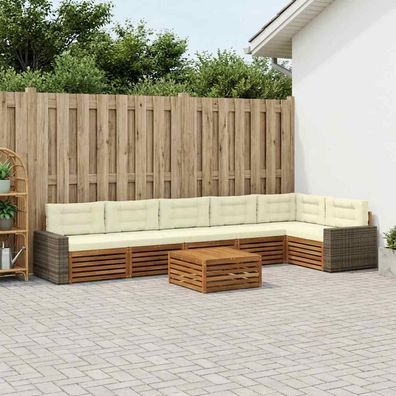 vidaXL Outdoor-Sofagarnitur 7 stk. Natur und Creme Polyester