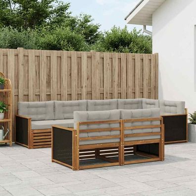 vidaXL Outdoor-Sofagarnitur 7 stk. Natürlich und Hellgrau