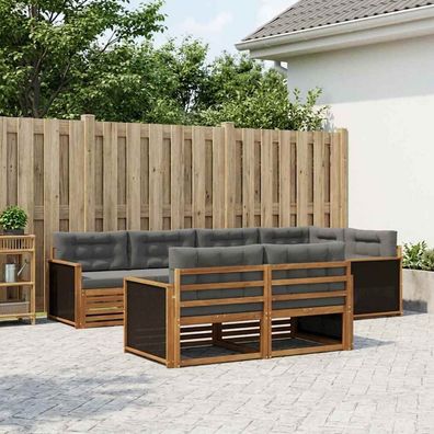 vidaXL Outdoor-Sofagarnitur 7 stk. Natur und Anthrazit