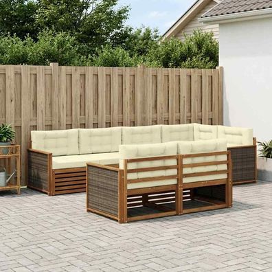 vidaXL Outdoor-Sofagarnitur 7 stk. Natur und Creme