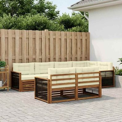 vidaXL Outdoor-Sofagarnitur 7 stk. Natur und Creme