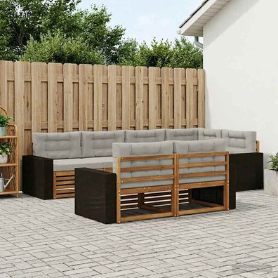 vidaXL Outdoor-Sofagarnitur 7 stk. Natürlich und Hellgrau